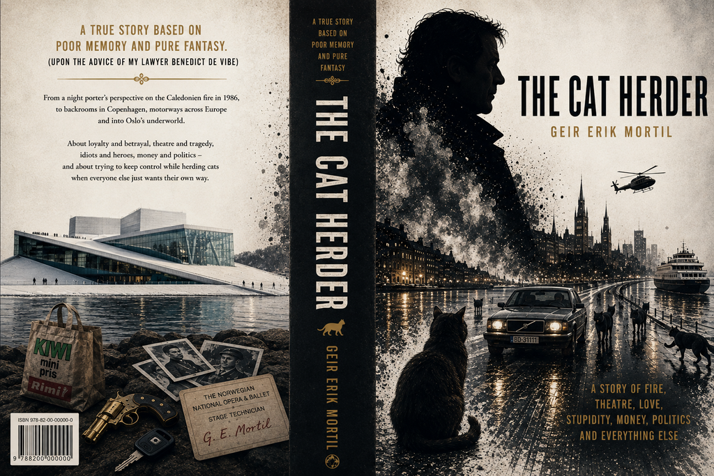 Full hardcover wrap for The Cat Herder by Geir Erik Mortil